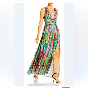 Aidan Mattox Multicolor Floral Maxi Dress
